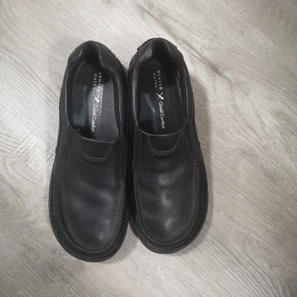 Denver Hayes Quad Comfort Men's Size 9.5 Black Full Grain Leather Upper Loafers - Picture 8 of 9